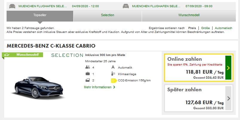 Mercedes C-Klasse Cabrio Flughafen München Selection.JPG